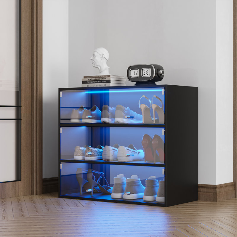 Glass shoe storage discount